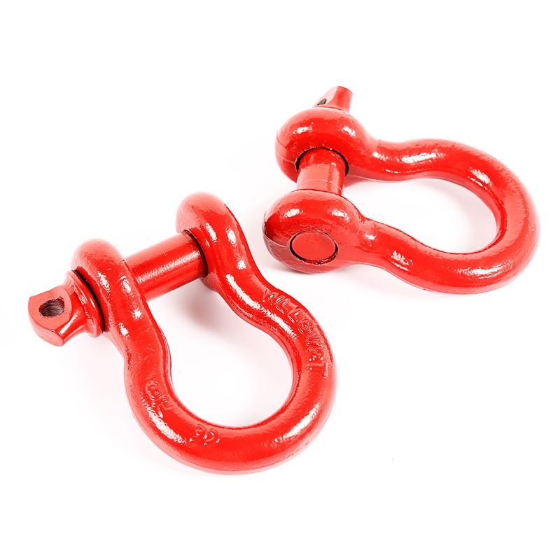 D-Ring Shackles, 7/8-Inch, Red, Steel, Pair